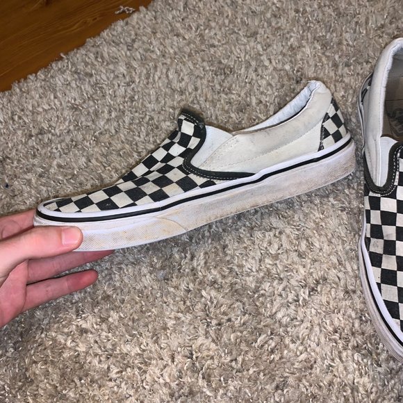 Black and White Checkered Slip On Vans Mens Size 9 - Picture 2 of 6
